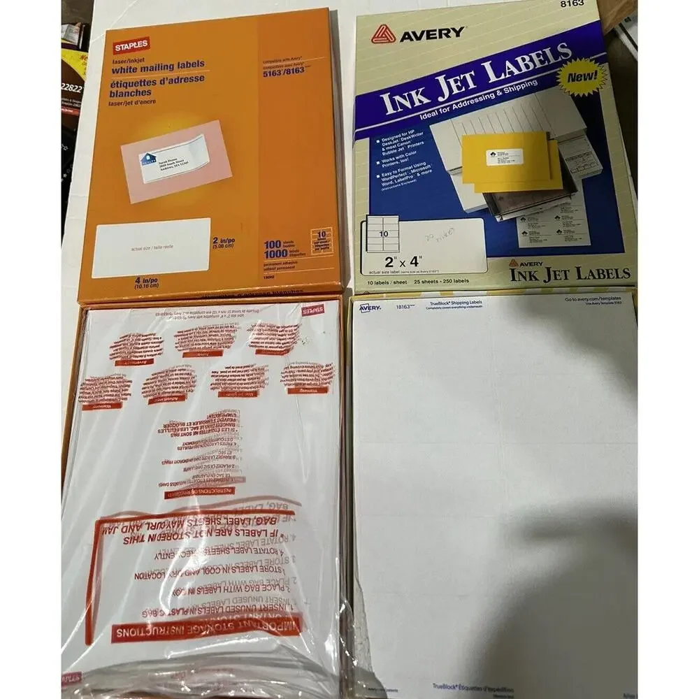 103 Sheets Address Mailing 1030 Labels 2” x 4” (20 Avery #8193 + 83 Staples READ